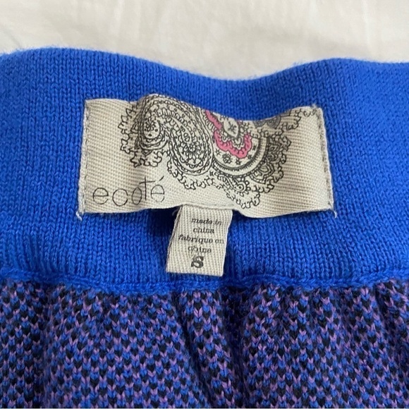 ECOTE  unique pattern knit multi coloured bohemian cottage core mini skirt S - Picture 2 of 7